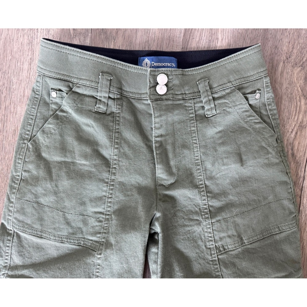 Democracy Ab Solution Olive Green Wide Leg Cargo Utility Pants Wide Leg Size 4 - Picture 3 of 9